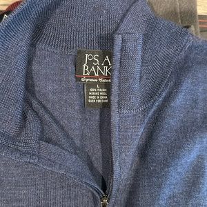 Jos a bank Italian Merino wool quarter zip signature collection